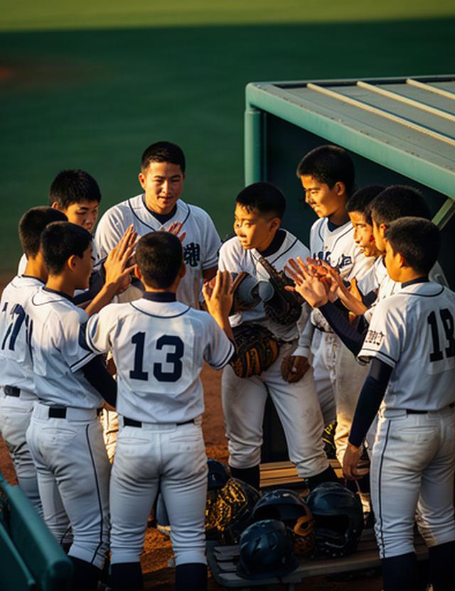 松阪高校の選手たちがベンチ前で声を掛け合い試合へ集中する様子